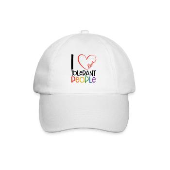 I Love Tolerant People Bisexual Gay Pansexual Rain - Baseballkappe - Weiß/Weiß - Vorne