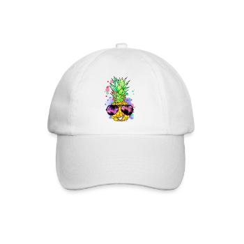 Ananas mit cooler Sonnenbrille - Baseballkappe - Weiß/Weiß - Vorne