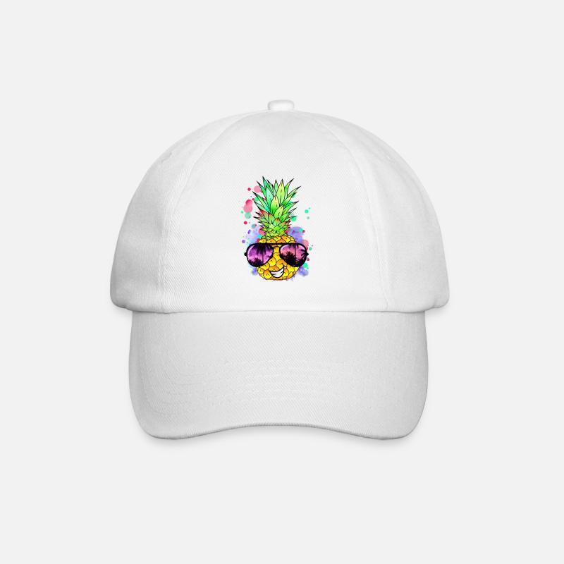 Ananas mit cooler Sonnenbrille - Baseballkappe - Weiß/Weiß