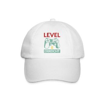 Level 8 Erreicht Gamer - Baseballkappe - Weiß/Weiß - Vorne