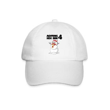 4.Geburtstag Schneemann 4 Jahre Geschenk - Baseballkappe - Weiß/Weiß - Vorne