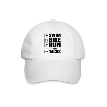 Schwimmen Fahrrad Laufen Tacos Joggen Triathlon - Baseballkappe - Weiß/Weiß - Vorne