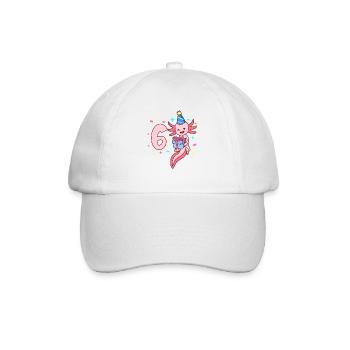 Mit Axolotl - Mädchen Geburtstag 6 Jahre - Baseballkappe - Weiß/Weiß - Vorne