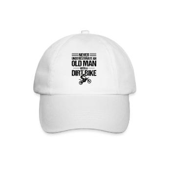 Alter Mann Dirt Bike Motorrad Moto Cross Geschenk - Baseballkappe - Weiß/Weiß - Vorne