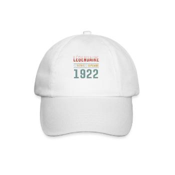 Légendaire Depuis Septembre 1922 Anniversaire - Casquette classique - blanc/blanc - Devant