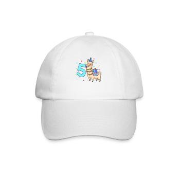 Avec lama - anniversaire des enfants 5 ans - Casquette classique - blanc/blanc - Devant