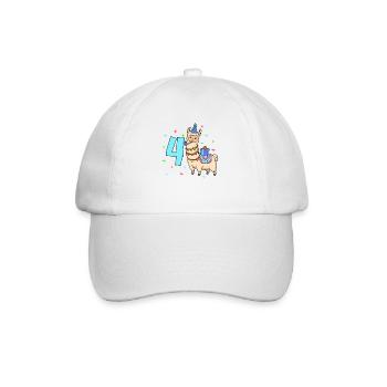 Avec Lama - Anniversaire des enfants 4 ans - Casquette classique - blanc/blanc - Devant