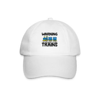 Warning May Spontaneously Talk About Trains - Baseball Cap - white/white - Front