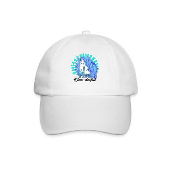Diabetes Awareness Shirt, Typ Eins Derful Süß - Baseballkappe - Weiß/Weiß - Vorne