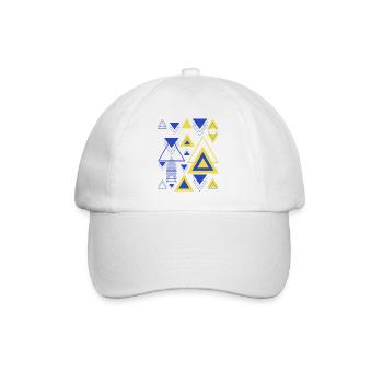 Dreiecke Minimalistische Geometrie Blau Gelb - Baseballkappe - Weiß/Weiß - Vorne
