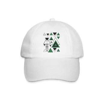 Triangles Minimalist Geometry Black Abstract Green - Baseball Cap - white/white - Front