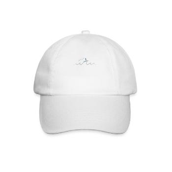 Stick figure surfs on a wave - Baseball Cap - white/white - Front
