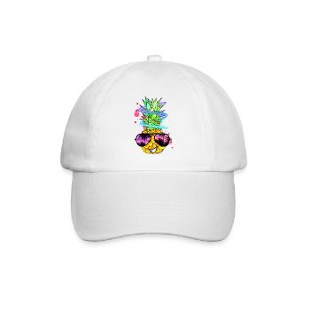 cool pineapple with neon spiral - Baseball Cap - white/white - Front