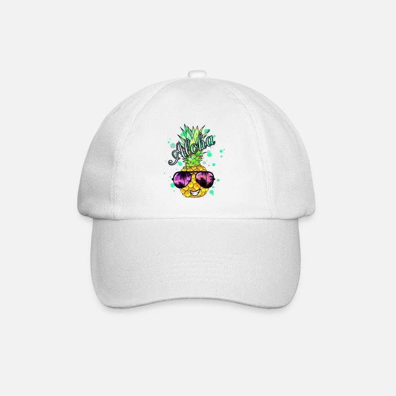 Aloha Ananas mit Farbspritzern - Baseballkappe - Weiß/Weiß