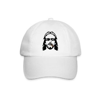 Jesus mit Brille und Zigarette - Baseballkappe - Weiß/Weiß - Vorne