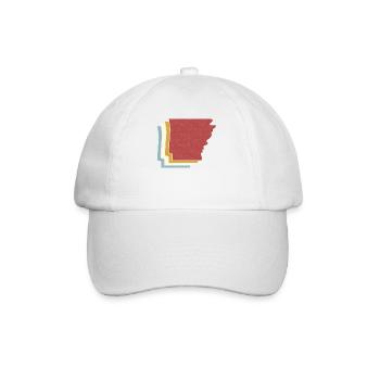 US-Bundesstaat - Vintage Karte Arkansas - Baseballkappe - Weiß/Weiß - Vorne