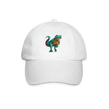 Pizza T-Rex Fastfood Fan Dinosaur Lover - Baseball Cap - white/white - Front