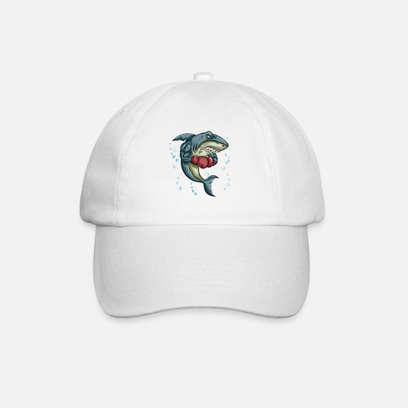Haifisch Tiger Hai Boxhandschuh Boxtrainer Boxen - Baseballkappe - Weiß/Weiß