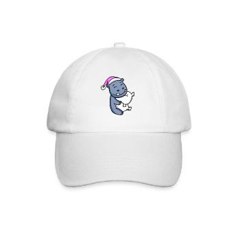 Hippo with pillow and sleeping cap - Baseball Cap - white/white - Front