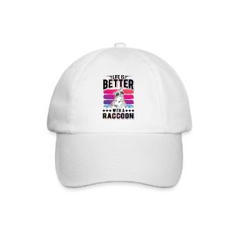 Life is better with a Raccoon Waschbär - Baseball Cap - white/white - Front