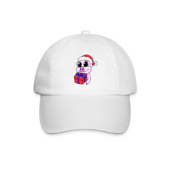 Cochon mignon avec cadeau - Noël - Casquette classique - blanc/blanc - Devant