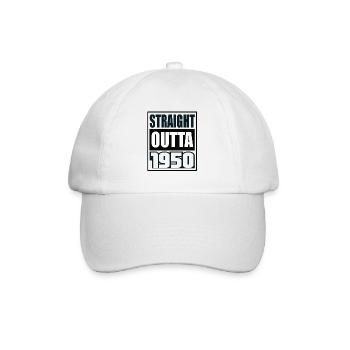Straight Outta 1950 Geburtstag 1950 Geboren 1950 - Baseballkappe - Weiß/Weiß - Vorne