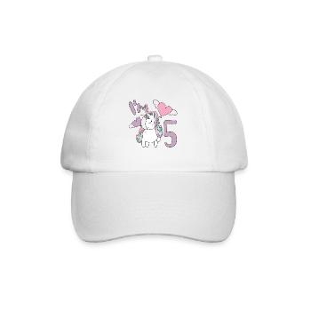 5th Birthday Girl Unicorn 5 Years Old Bday Party - Baseball Cap - white/white - Front