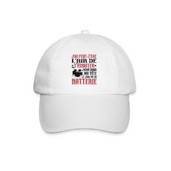 Dans ma tête je joue de la batterie - Casquette classique - blanc/blanc - Devant