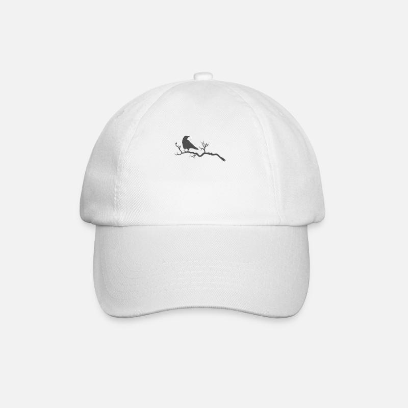 Rabe auf einem Ast Krähe Vogel Tier - Baseballkappe - Weiß/Weiß
