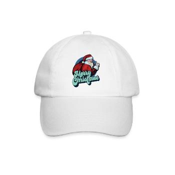 Frohe Weihnachten Weihnachtsmann Daumen hoch Weihnachtsgeschenk - Baseballkappe - Weiß/Weiß - Vorne