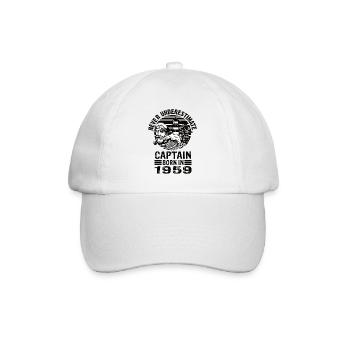Never Underestimate Captain born in 1959 - Baseball Cap - white/white - Front