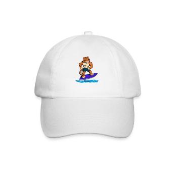 Tiger Surfer on Hydrofoil Surfboard - Baseball Cap - white/white - Front