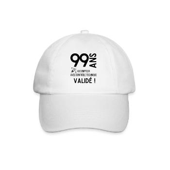 Anniversaire 99 ans validé idée cadeaux , offrir - Casquette classique - blanc/blanc - Devant