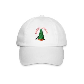 Merry Catmas! - Funny Christmas Cat - Baseballkappe - Weiß/Weiß - Vorne