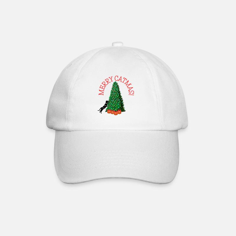 Merry Catmas! - Funny Christmas Cat - Baseballkappe - Weiß/Weiß