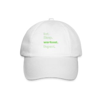 Eat sleep workout repeat green motivation quote - Baseball Cap - white/white - Front