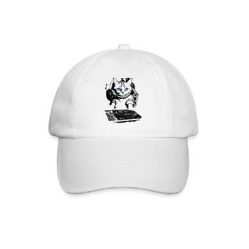 Katzen DJ mit Mischpult - Baseballkappe - Weiß/Weiß - Vorne