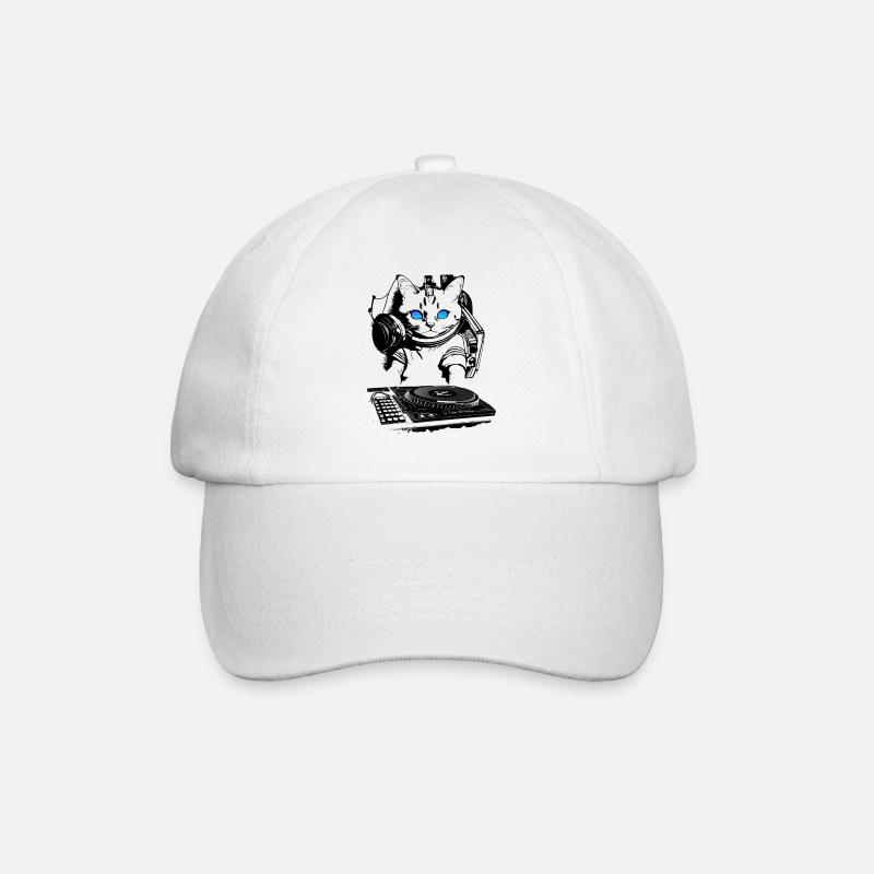 Katzen DJ mit Mischpult - Baseballkappe - Weiß/Weiß