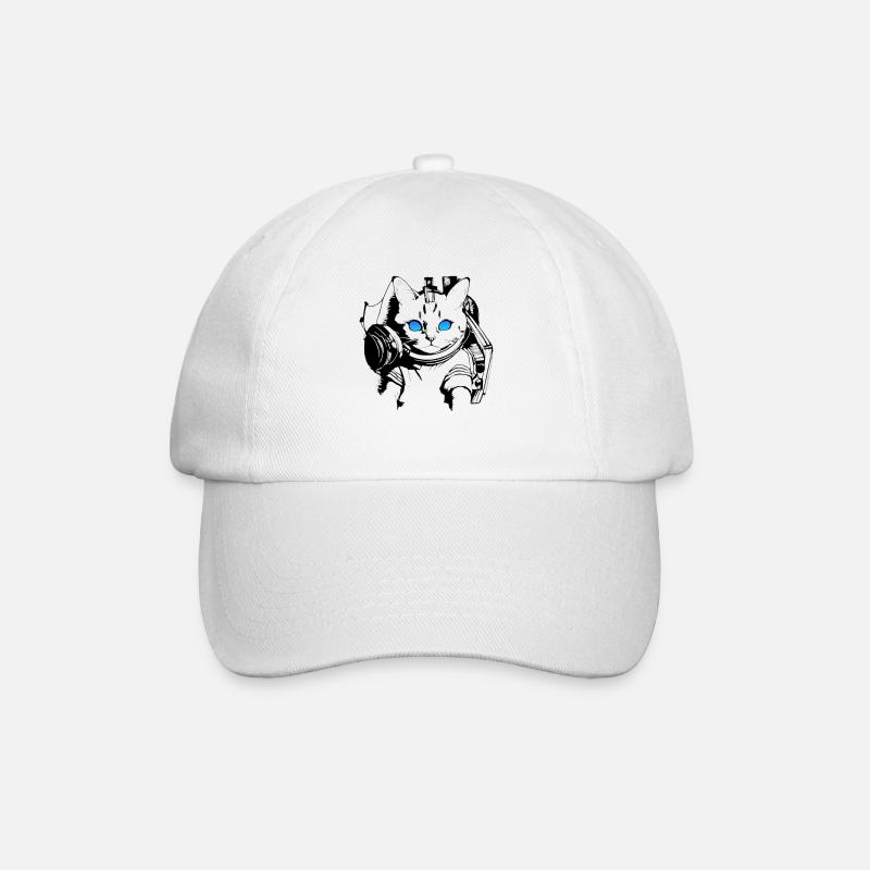 DJ Katze Blaue Augen - Baseballkappe - Weiß/Weiß