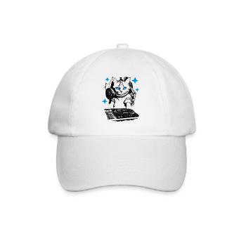 DJ Katze mit Mischpult - Baseballkappe - Weiß/Weiß - Vorne