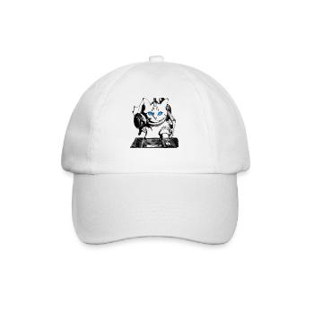 DJ Katze mit Mischpult - Baseballkappe - Weiß/Weiß - Vorne