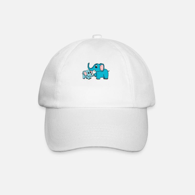 Elefant mit Baby Elefant - Baseballkappe - Weiß/Weiß