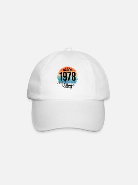Vintage Made in 1978 Geburtsjahr 1978 Geburtstag - Baseballkappe - Weiß/Weiß