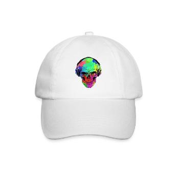 LUSTIGER HALLOWEEN REGENBOGENSCHÄDEL UND KOPFHÖRER - Baseballkappe - Weiß/Weiß - Vorne