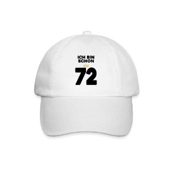 72 Geburtstag - 72 Jahre mit Krone - Baseballkappe - Weiß/Weiß - Vorne