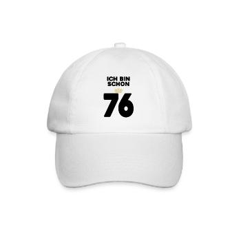 76 Geburtstag - 76 Jahre mit Krone - Baseballkappe - Weiß/Weiß - Vorne