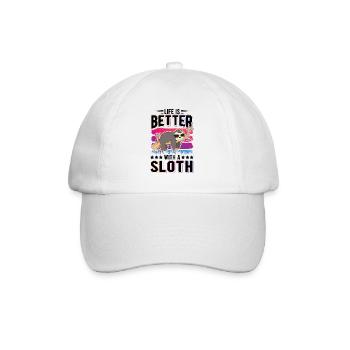 Life is better with a Sloth Faultier - Baseball Cap - white/white - Front