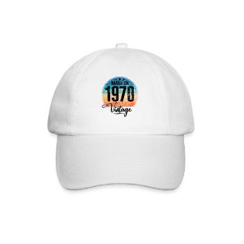 Vintage Made in 1970 Geburtsjahr 1970 Geburtstag - Baseballkappe - Weiß/Weiß - Vorne