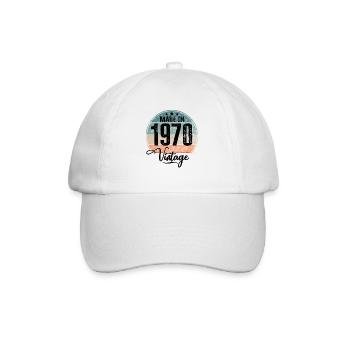 Vintage Made in 1970 Geburtsjahr 1970 Geburtstag - Baseballkappe - Weiß/Weiß - Vorne