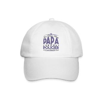 J'ai deux titres Papa et Policier, Cadeau Papa. - Casquette classique - blanc/blanc - Devant